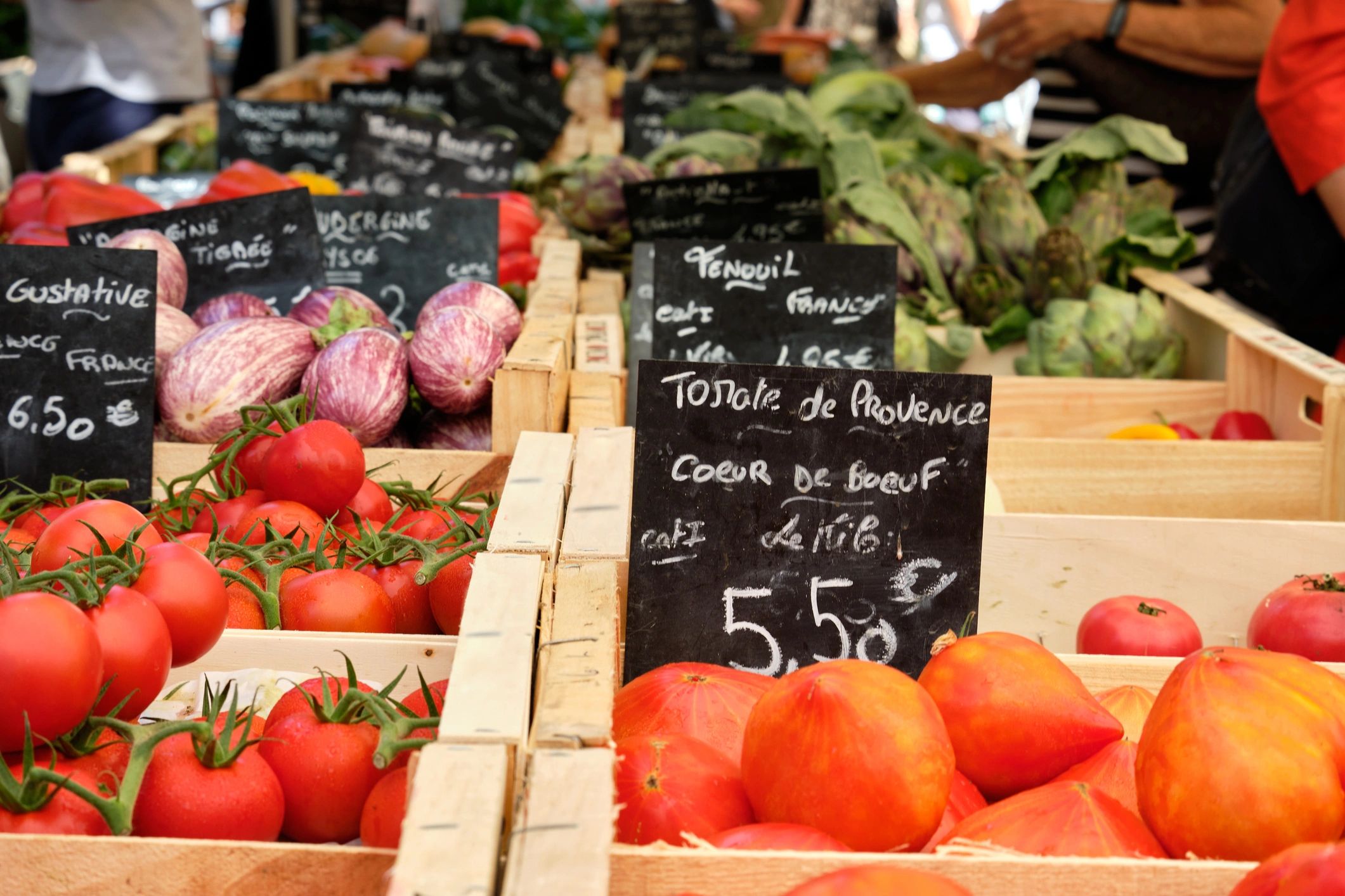 Colorful produce displayed at an open-air market